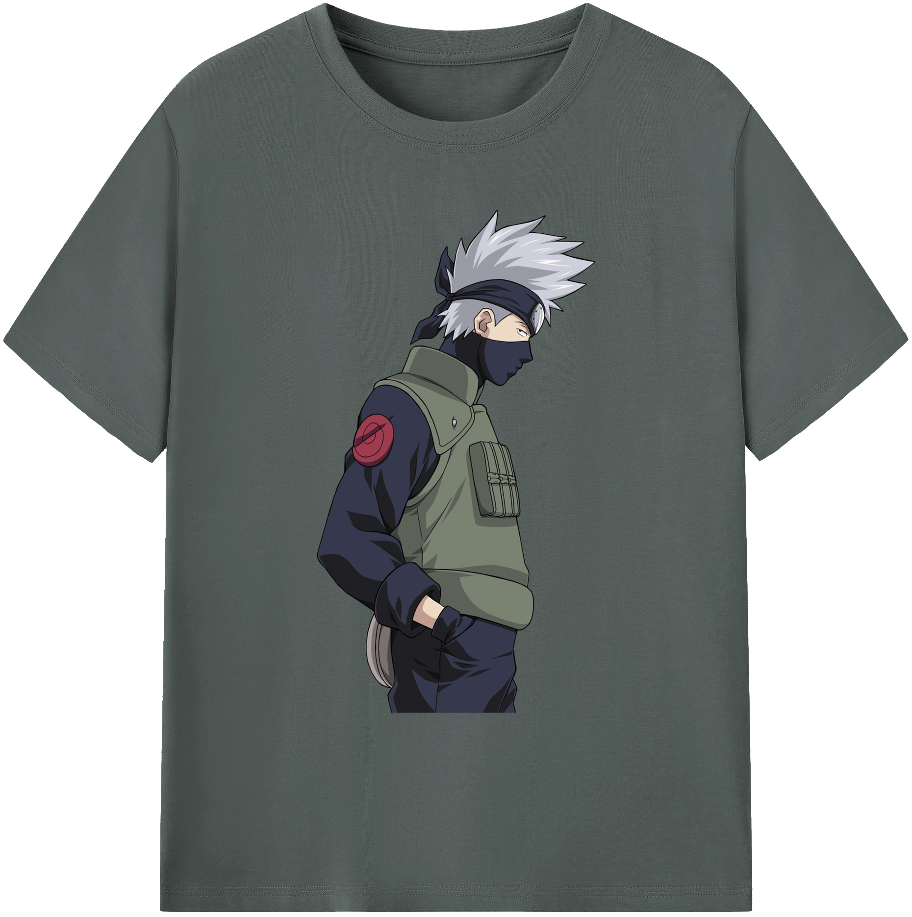 （画像用） NARUTO -ナルト- はたけ カカシ Hatake Kakashi 綿100％ メンズ半袖Tシャツ｜肌触りやわらか＆通気性